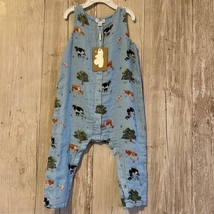 🍀2/$10 Angel Dear Blue Farm Animal Jumpsuit